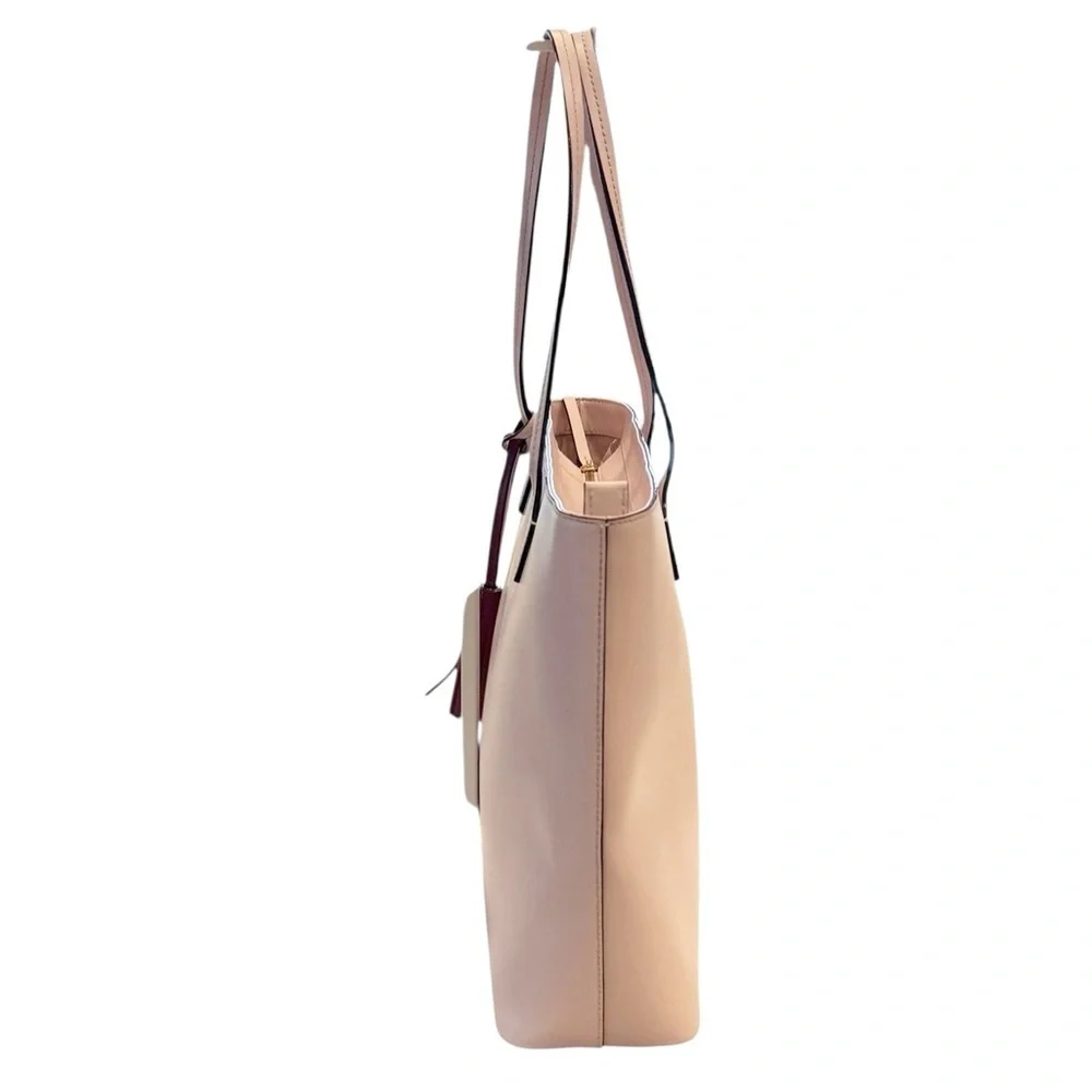 Kate Spade Wright Place Karla Tassel Leather Plum Dawn Pink Zip Top Tote Bag
